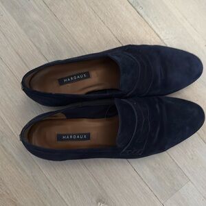 Margaux The Penny Navy Suede Indigo Loafer size US 9-9.5 wide (EU40).